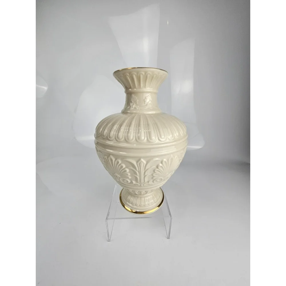Lenox Athenian Collection Ivory Porcelain Vase 24K Gold‎ Trim Embossed USA